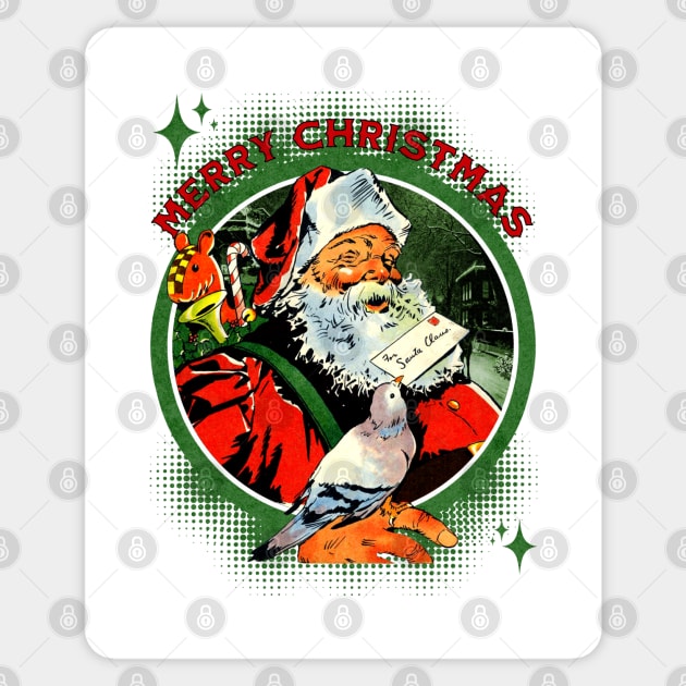 Vintage Merry Christmas Santa Tee for Pigeon Lovers Sticker by Joaddo